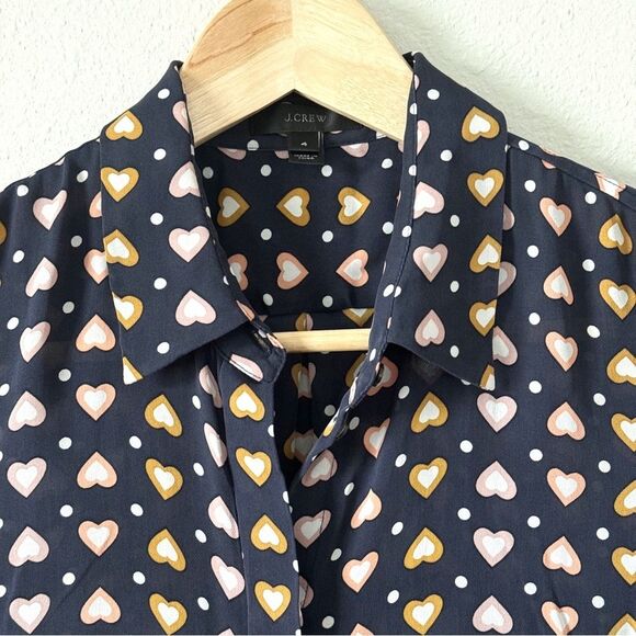 NEW J.CREW Heart Sleeveless Silk Button-down Tunic Shirt Size 4 - Picture 4 of 6